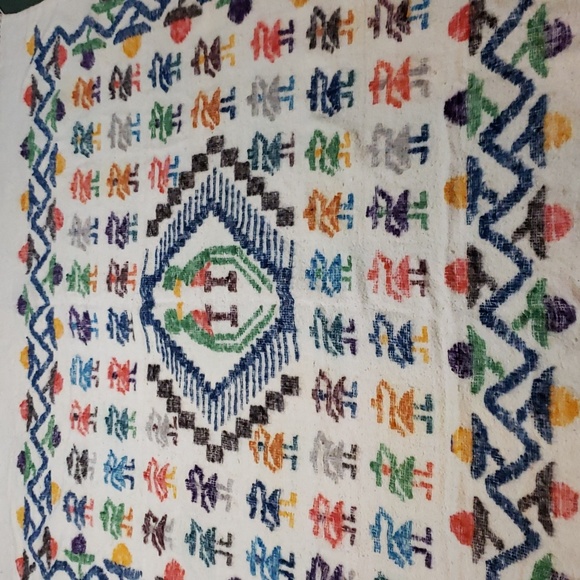 ❤ VINTAGE | Peruvian Wool Blanket Large Heavy Slubby Fringe - Picture 9 of 15